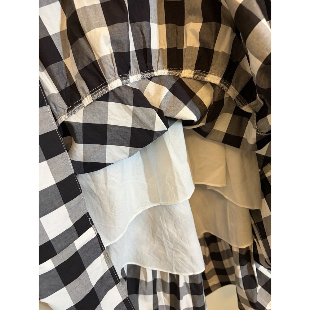 J.Crew Gingham Faux-Wrap Cotton Poplin Midi Dress 00 NWT Black & White Classic - Picture 7 of 11